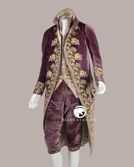 Three-Piece Men's Court Suit with Intricate French Embroidery | Napoleon Bonaparte's Court Style | Venetian Costume | Cosplay and Gala Event