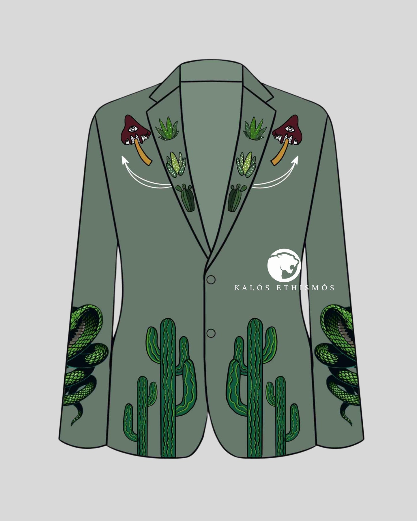 Men's 2Pc Custom Made Cactus & Mushroom Embroidered Rhinestones Designer Country Western Suit Wedding Day Cocktail Prom Party Formal Outfit