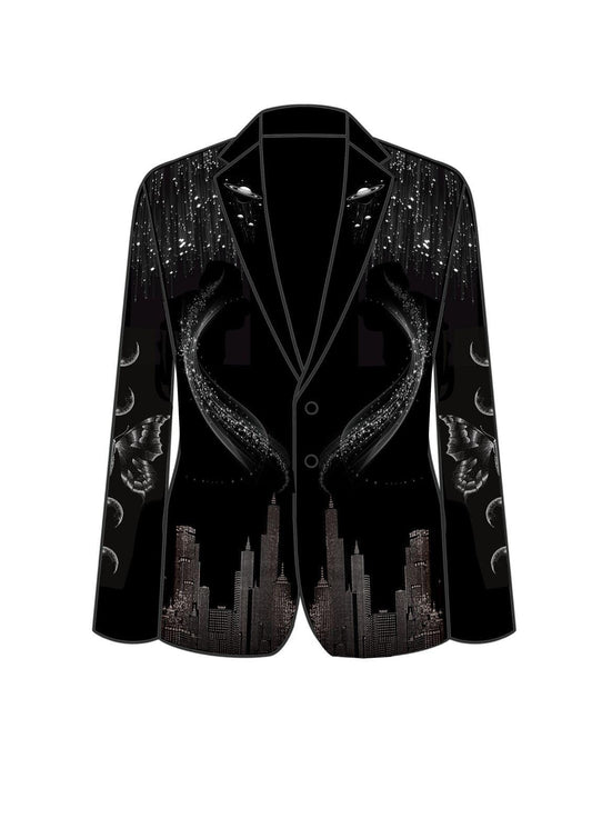 Velvet Single Breasted Black Two-Piece Pant Suit, Elegant Evening City Embroidered New Year Blazer for Prom, Wedding Sparkling Party Tuxedo